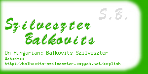 szilveszter balkovits business card